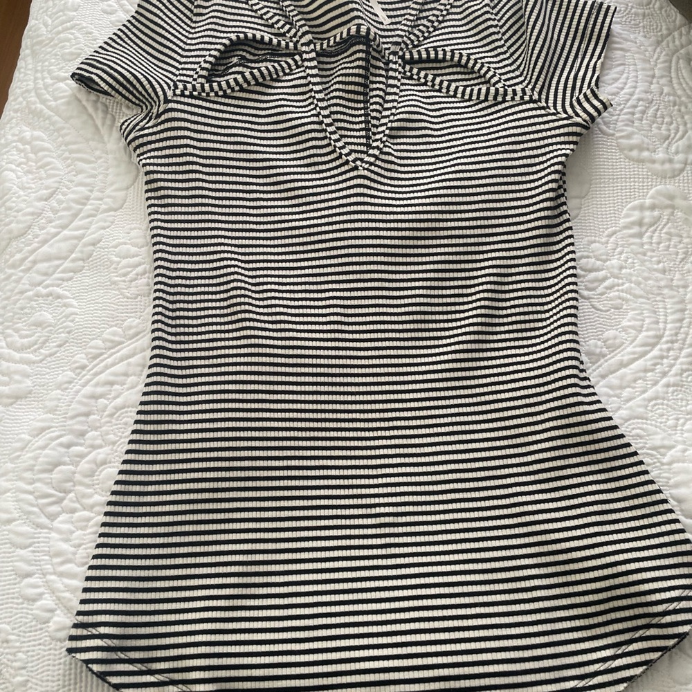 Free People Black and White Striped Top- size Large